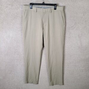 Haggar Pants Mens 36x32 Beige Comfort Waist Khaki Flat Front Recycled Polyester